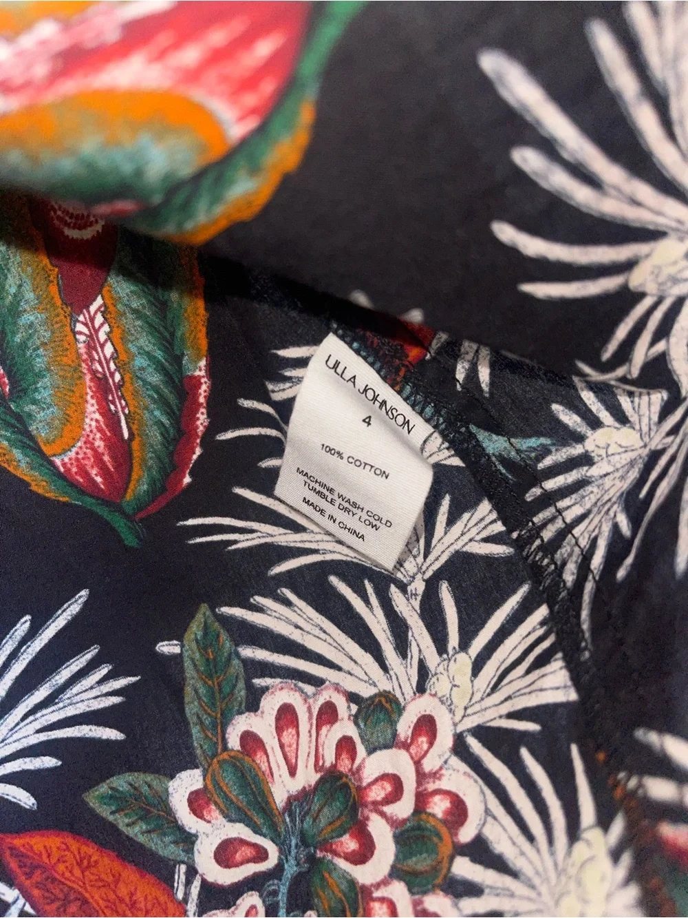 Ulla Johnson Klara Top Anthurium Floral Cotton Poplin Puff Sleeve Blouse Size 4